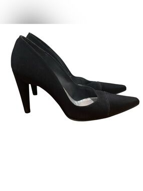 Stuart Weitzman Satin Pointed Toe Pumps Black Womens Size 7B Stiletto Heels